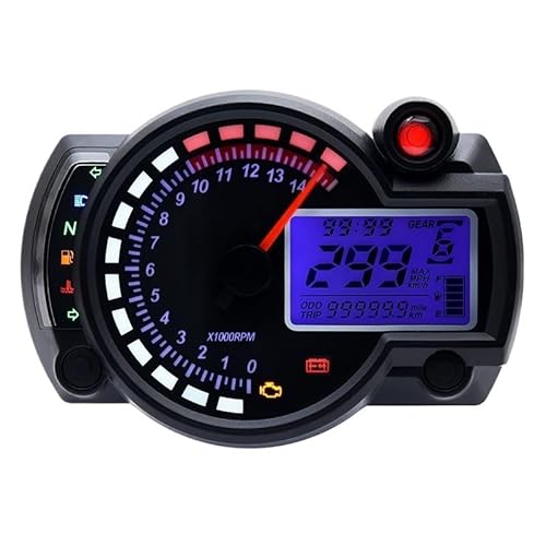 AXCAR Kilometerzähler LCD Digital Kilometerzähler Instrument Universal Für Motorrad 299 KM/H 7 Farben Speed ​​Gauge Meter Sensor Set(Color6) von AXCAR