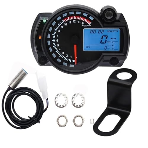 AXCAR Kilometerzähler LCD Digital Kilometerzähler Instrument Universal Für Motorrad 299 KM/H 7 Farben Speed ​​Gauge Meter Sensor Set(with Z Bracket) von AXCAR