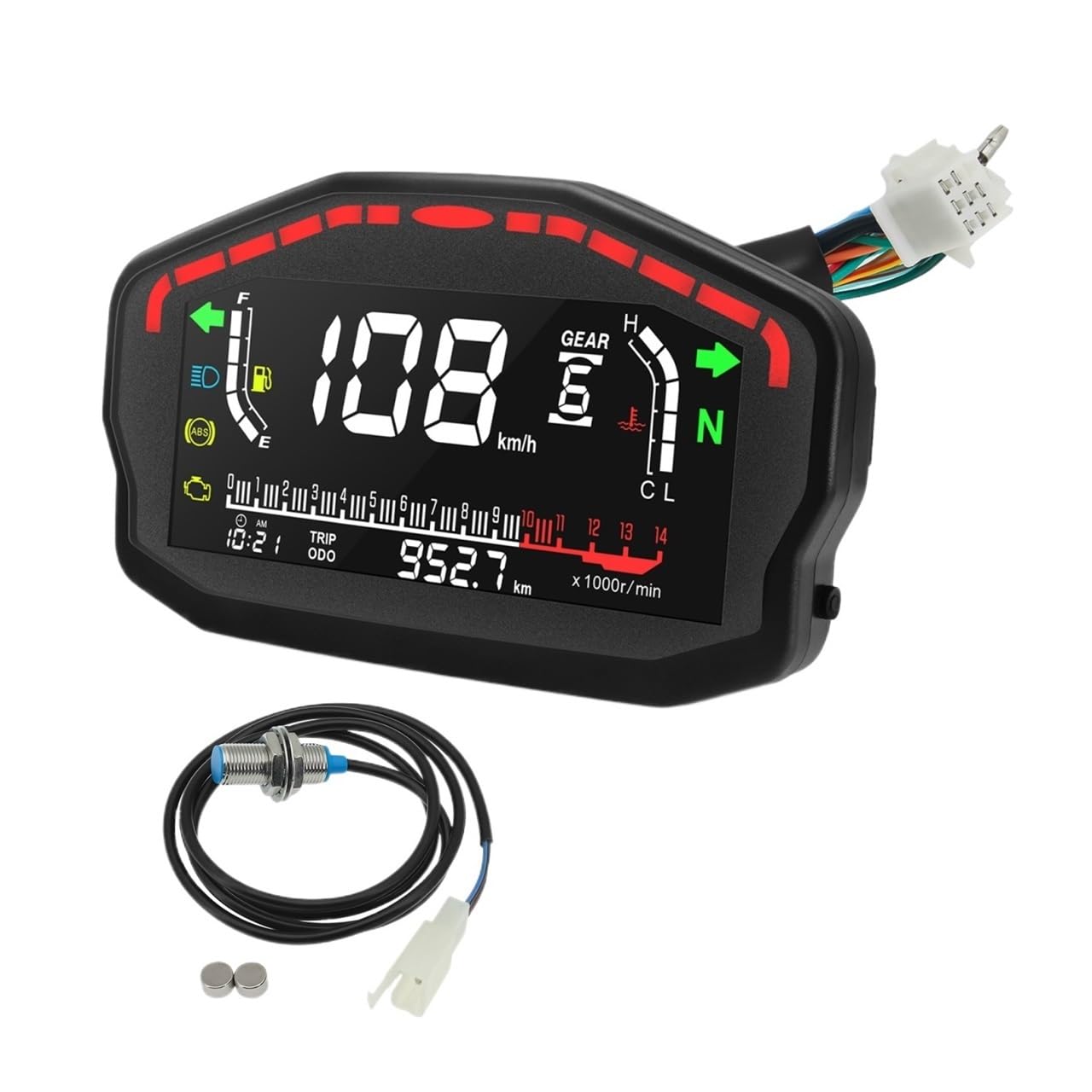 AXCAR Kilometerzähler Motorrad Bord Meter Tacho Erwachsene Benzin Motorrär Digital LCD Dash Panel Universal Für(with Sensor) von AXCAR