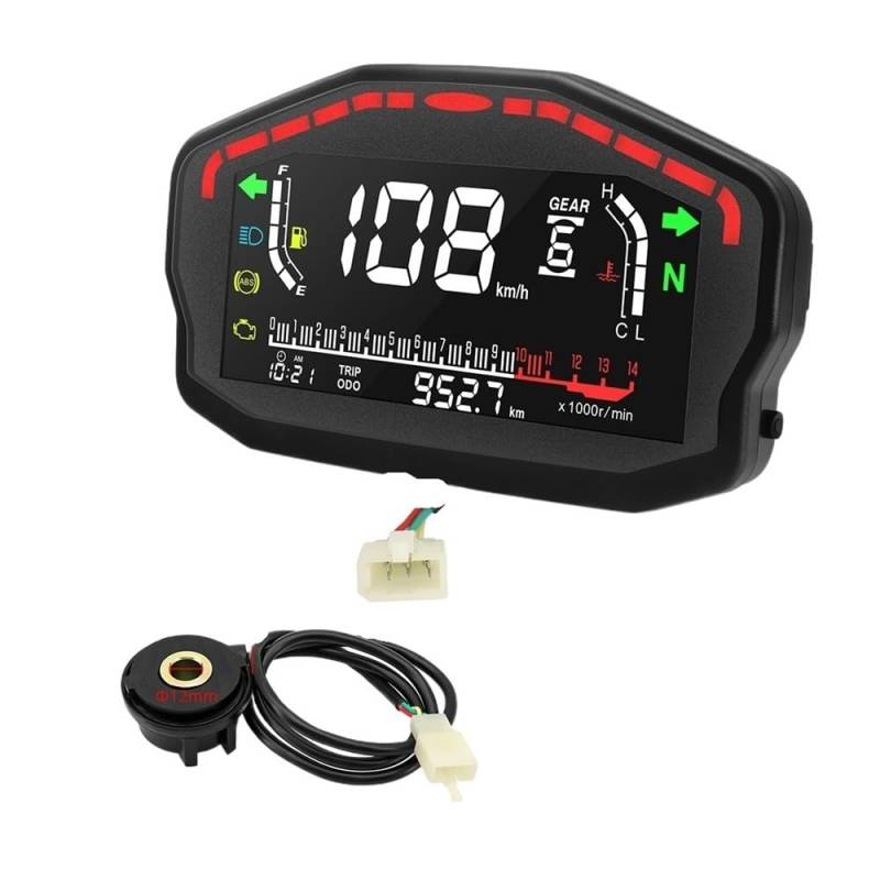 AXCAR Kilometerzähler Motorrad Bord Meter Tacho Erwachsene Benzin Motorrär Digital LCD Dash Panel Universal Für(with Turbine Sensor) von AXCAR