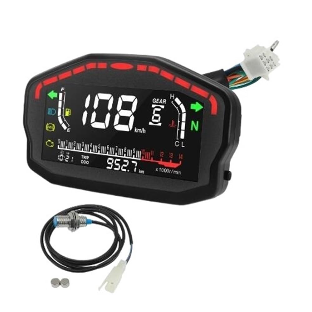 AXCAR Kilometerzähler Motorrad Digital Dash Panel Universal LCD LCD-Computer-geschwindigkeitsmesser-grüne 1/2/4 Zylinr Für(with Sensor) von AXCAR