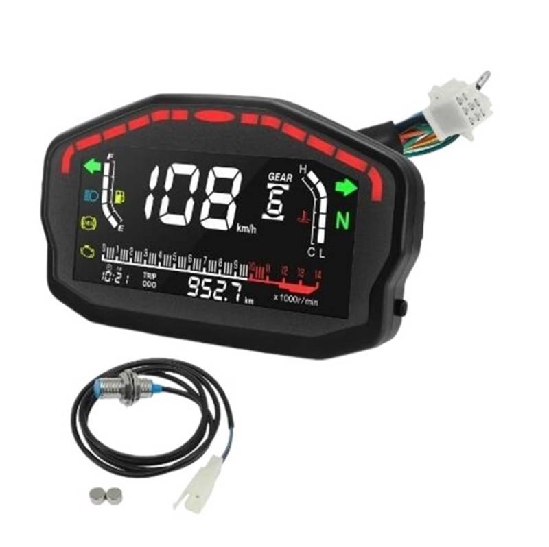 AXCAR Kilometerzähler Motorrad Digital Dash Panel Universal LCD LCD-Computer-geschwindigkeitsmesser-grüne 1/2/4 Zylinr Für(with Sensor) von AXCAR