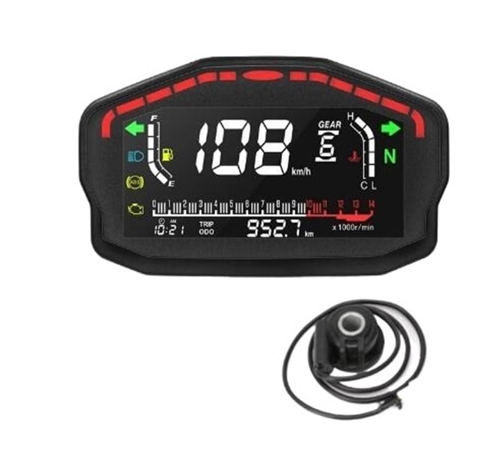 AXCAR Kilometerzähler Motorrad Digital Dash Panel Universal LCD LCD-Computer-geschwindigkeitsmesser-grüne 1/2/4 Zylinr Für(with Turbine Sensor) von AXCAR