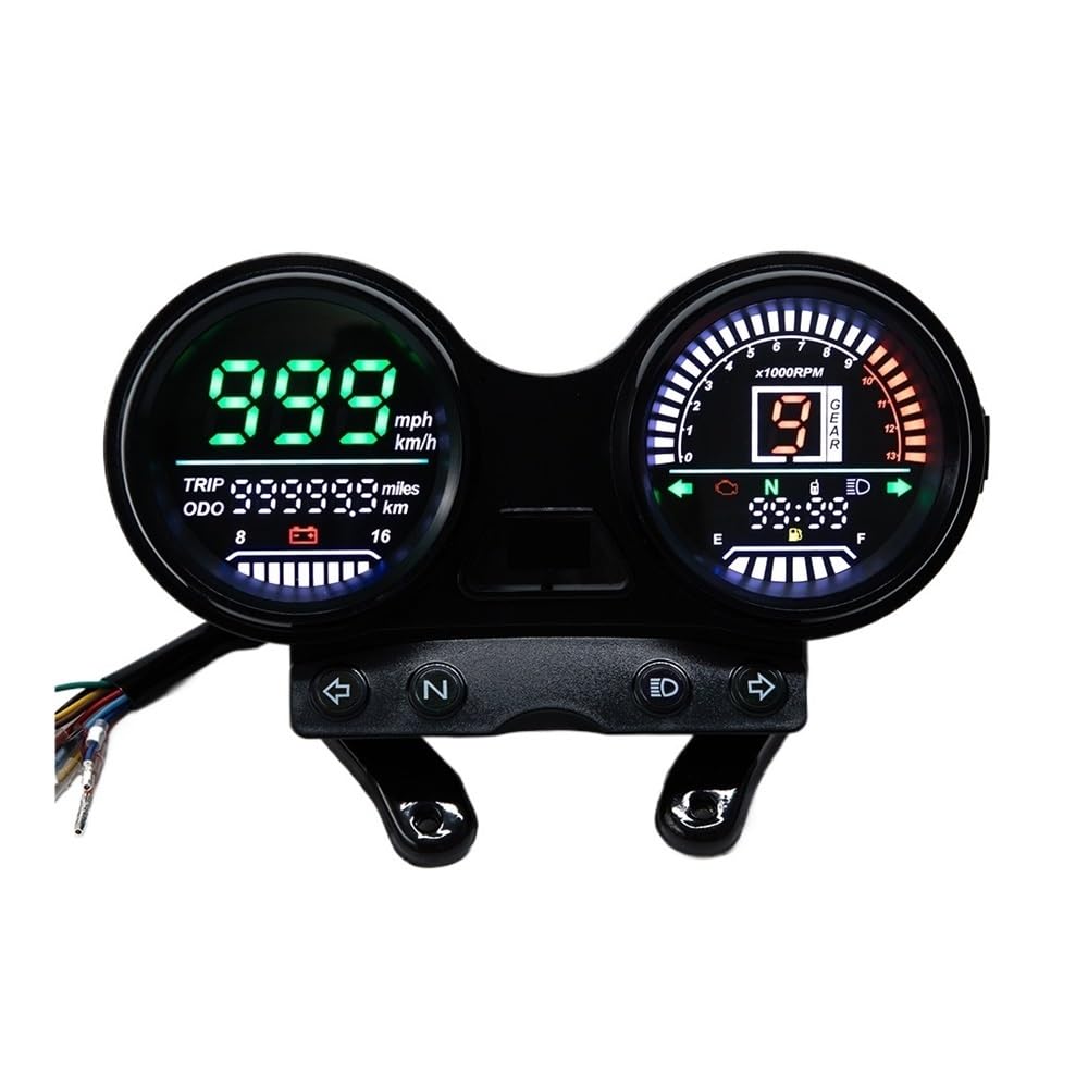 AXCAR Kilometerzähler Motorrad LCD-Computer-geschwindigkeitsmesser-grüne Digital RPM Lade Gauge Instrument Mit Halterung Für YBR125 Für Ybr125 von AXCAR