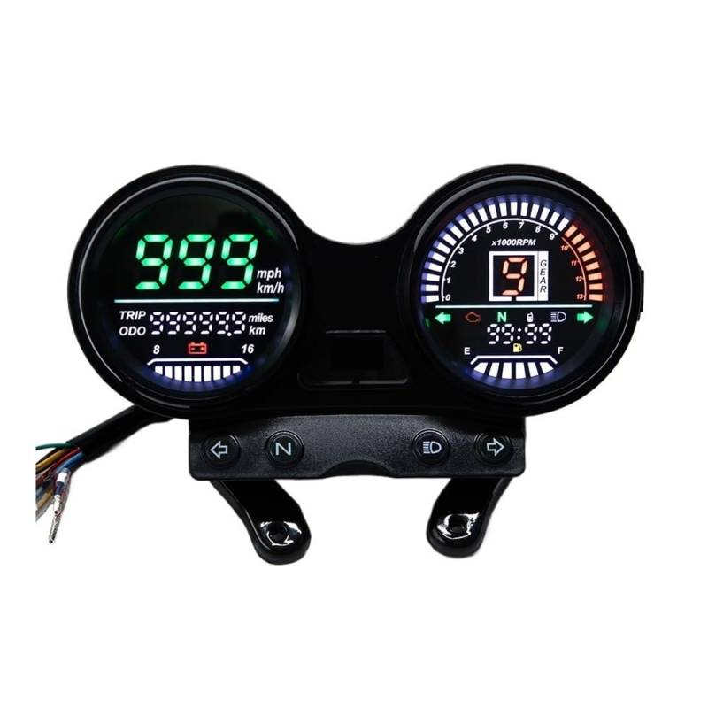 AXCAR Kilometerzähler Motorrad LCD-Computer-geschwindigkeitsmesser-grüne Digital RPM Lade Gauge Instrument Mit Halterung Für YBR125 Für Ybr125 von AXCAR