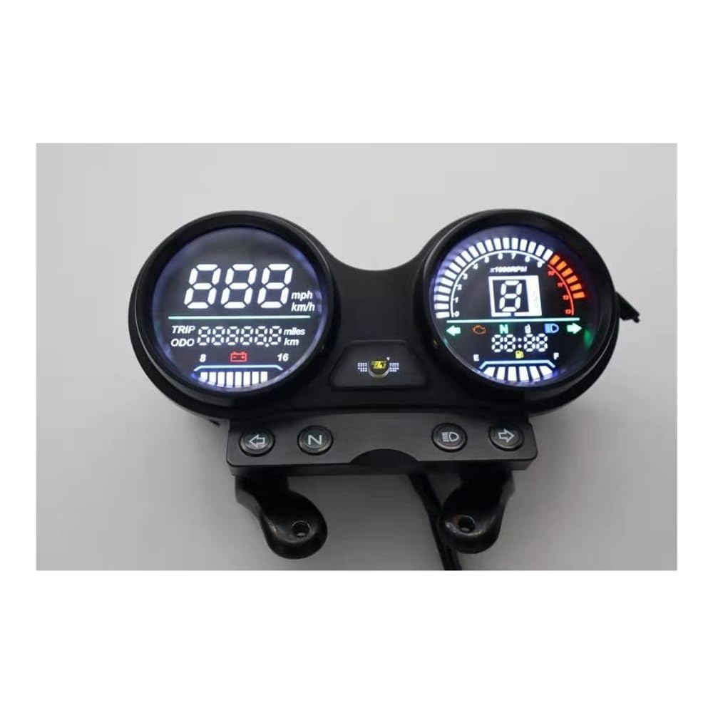 AXCAR Kilometerzähler Motorrad LCD-Computer-geschwindigkeitsmesser-grüne Digitale RPM USB Handy Lade Moto Gauge Dash Instrument Mit Halterung Für Ybr125 2023 von AXCAR