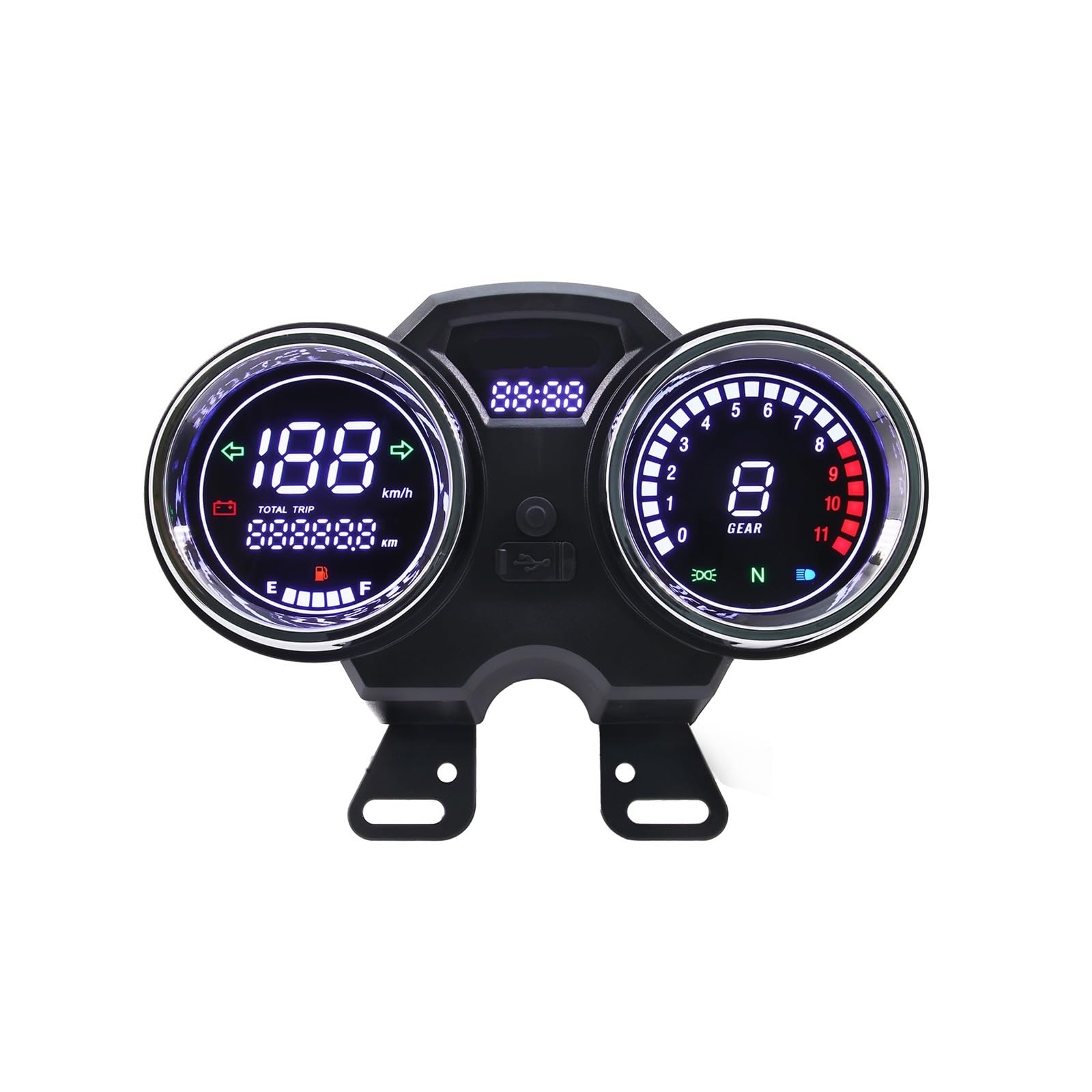 AXCAR Kilometerzähler Motorrad Meter Instrument Tachometer 12V Digitale Kilometerzähler Gauge Getriebe Anzeige Tachometer 125 Moto Dashboard Für von AXCAR