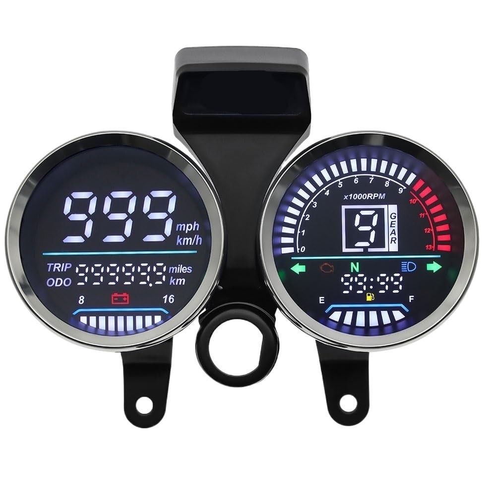 AXCAR Kilometerzähler Motorrad Tachometer MPH Km/h Digitale Meter Montage LCD-Computer-geschwindigkeitsmesser-grüne Gauge Getriebe Instrument Für GN 125 von AXCAR