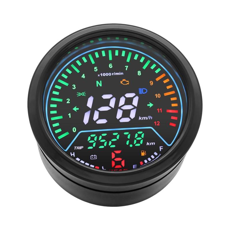 AXCAR Kilometerzähler Motorrad Universal Tachometer Digital Dashboard Meter 12000RPM Kmh/mph Display Getriebe Anzeige Für GN125(Only Gauge NO Sensor) von AXCAR