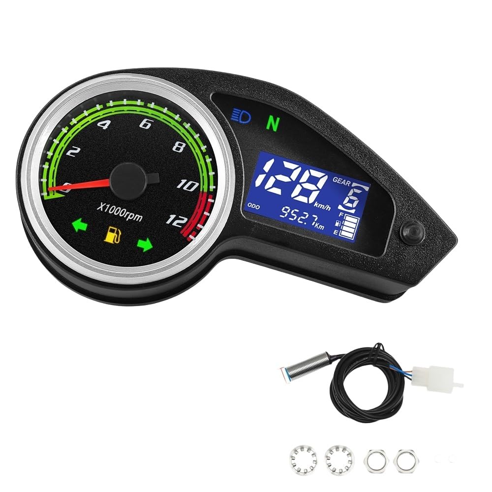 AXCAR Kilometerzähler Tachometer Tachometer LCD Digital Instrument Kilometerzähler Moto Dashboard Für Brasilien Chile Off-Road Für CG Für GY200 Für Enduro 250 2023(with Sensor) von AXCAR