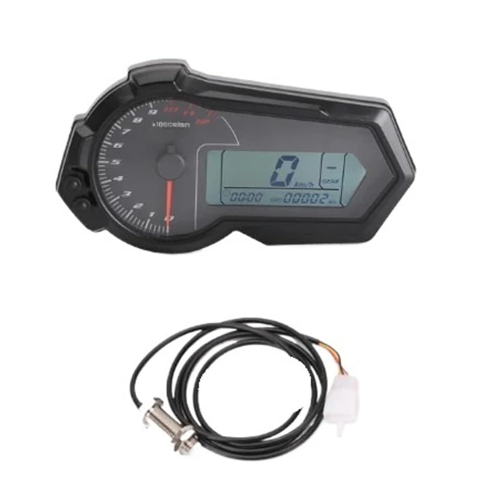 AXCAR Kilometerzähler Universal 1200RPM Motorrad Kilometerzähler Drehzahlmesser UTV LCD Digital Tacho Gauge N1-6 Für 2,4 Zylinder von AXCAR