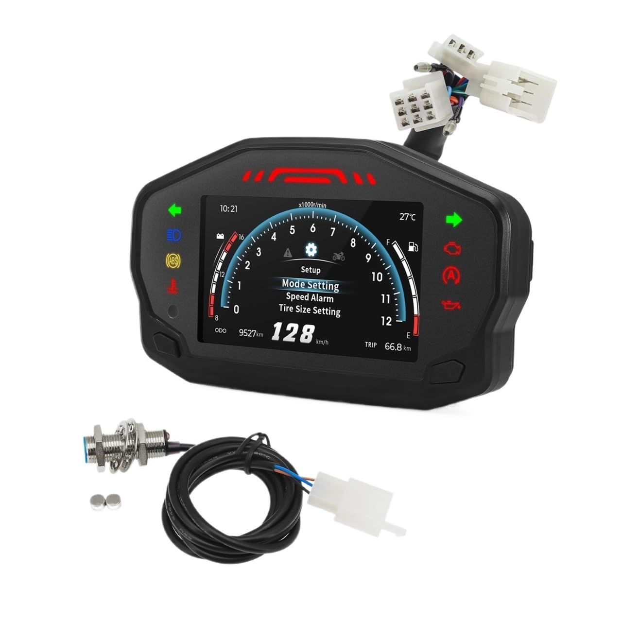 AXCAR Kilometerzähler Universal 12v Moto Dashboard Bildschirm Motorrad Tacho LCD Instrument Panel Kilometerzähler Tachometer Für 2/4 Zylinder 2023(with Sensor) von AXCAR