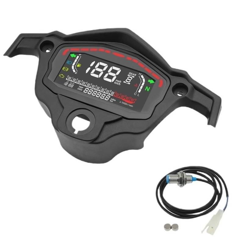 AXCAR Kilometerzähler Universal Motorrad Digital Tacho Kilometerzähler Hintergrundbeleuchtung Moto Dashboard Für D&ucati Für K&awasaki 2,4 Zylinder(with Bracket Sensor) von AXCAR