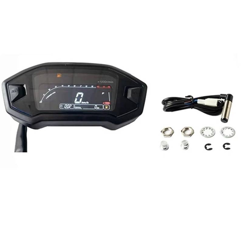 AXCAR Kilometerzähler Universal Motorrad LCD Digital Meter Tachometer Kilometerzähler Drehzahlmesser 1200RPM Gauge(Color1) von AXCAR