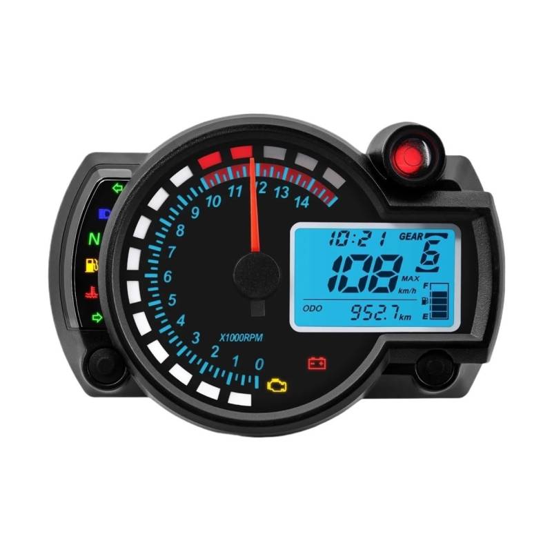 AXCAR Kilometerzähler Universal Motorrad Tacho Digital Moto Dashboard 7 Farbe Motocross Zähler Panel Für(Color-1) von AXCAR