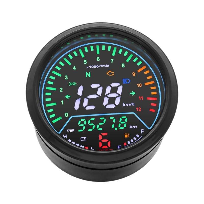 AXCAR Kilometerzähler Universal Motorrad Tacho Digital Moto Dashboard Cafe Racer Panel Tachometer Motocross Stunn Zähler Für Für Z800(Only Gauge NO Sensor) von AXCAR