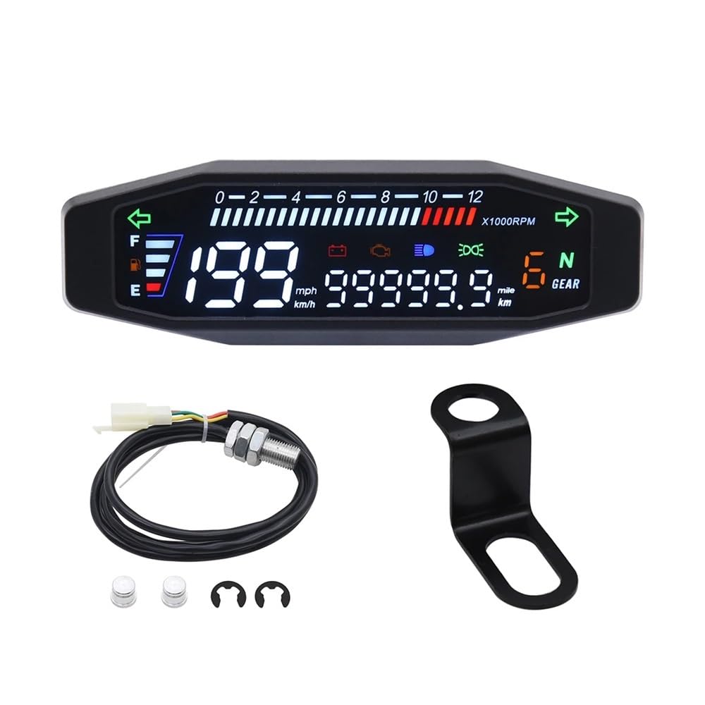 AXCAR Kilometerzähler Universal Motorrad Tachometer LCD Display Digital Meter Tachometer Dashboard Instrument Panel Meter(with Z Bracket) von AXCAR