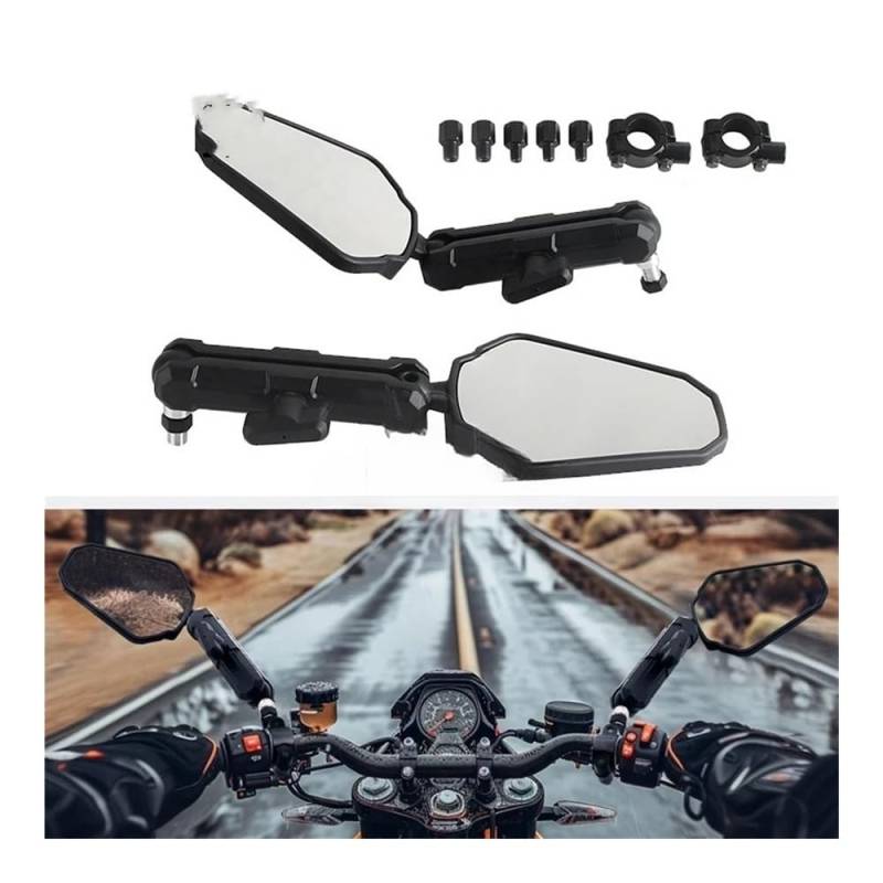 Für R1200GS Für F800GS Für Adventure Für 650GS Motorrad Lenker Rückansicht Spiegel Faltbare Rück Seite Spiegel Rückspiegel Spiegel von AXCAR