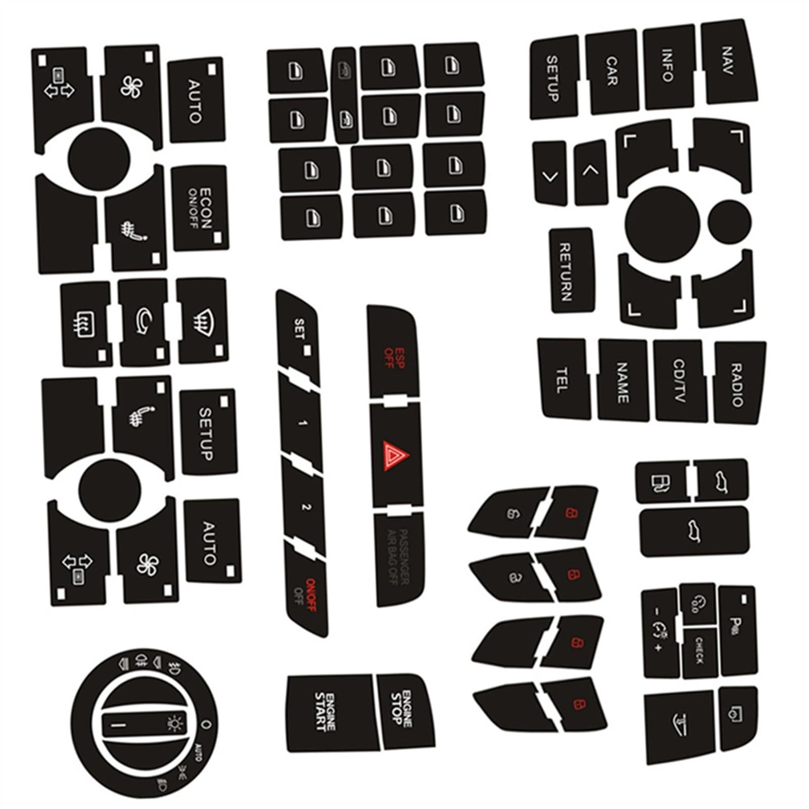 AXCDEVFC Switch Knopf Aufkleber Kompatibel Mit Für 4L 2003 2004 2005 2006 2007 2008 2009 2010 2011 2012 2013 2014 Auto-Innenraumschalter Teil Auto-Innendekoration von AXCDEVFC