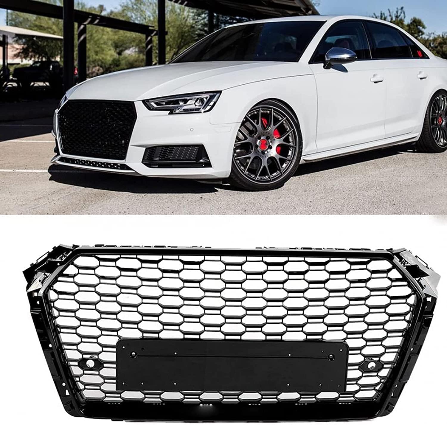 AXEP Front- & Kühlergrille für Audi A4 S4 B9 2017 2018 2019,Kühlergrill Chrome Grille Nieren-Frontstoßstange Grill Abdeckung Ersatz Autoteile von AXEP