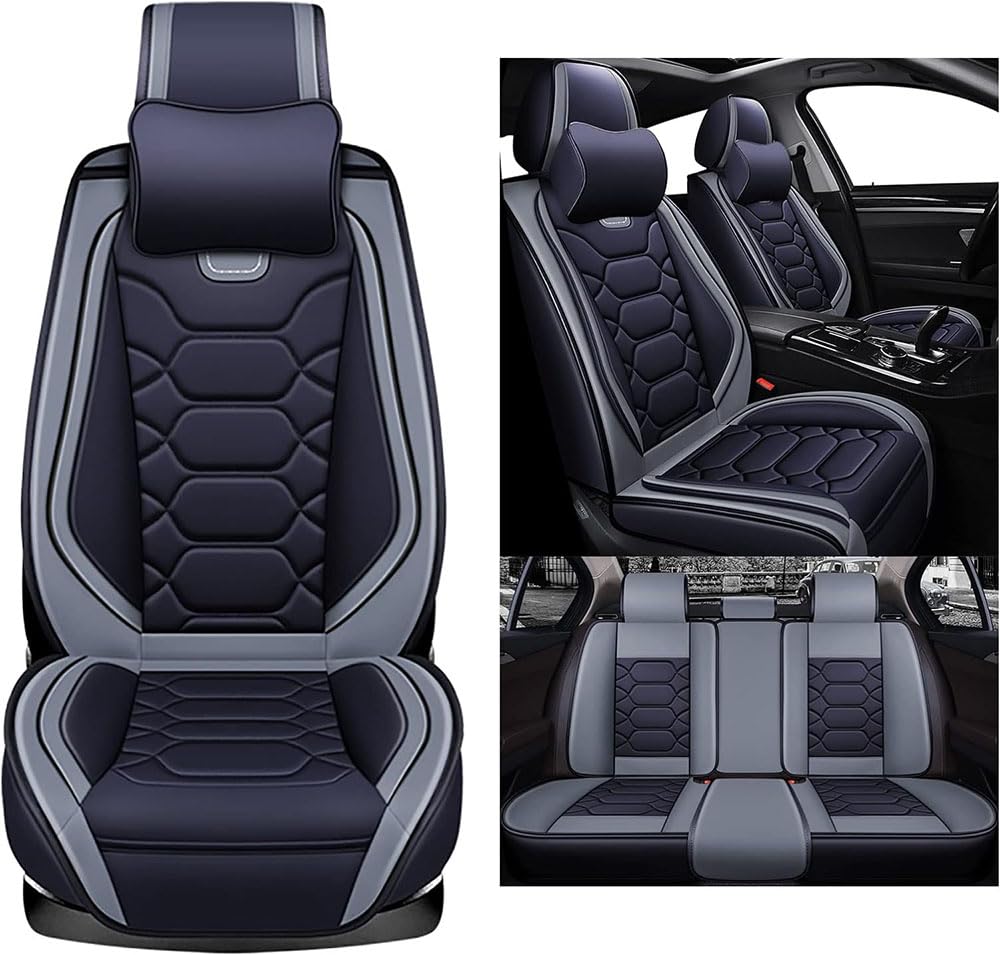 Auto Sitzbezüge Set für Civic 1.8i-VTEC 4t Civic 1.4i-DSL 5t Civic 1.8i-VTEC 5t,Wasserdicht rutschfest Autositze,Sitzbezug die Vordersitze und Rückbank,Zubehör Innenraum,A/BlackGray von AXEP