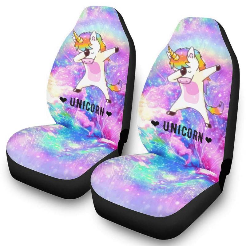 Buntes Regenbogen Super Einhorn Autositzbezüge Universal Vordersitz Sitzbezüge Design Auto-Sitzbezug Set Autositzbezüge Schonbezüge Auto-Zubehör Innenraum White OneSize von AXGM