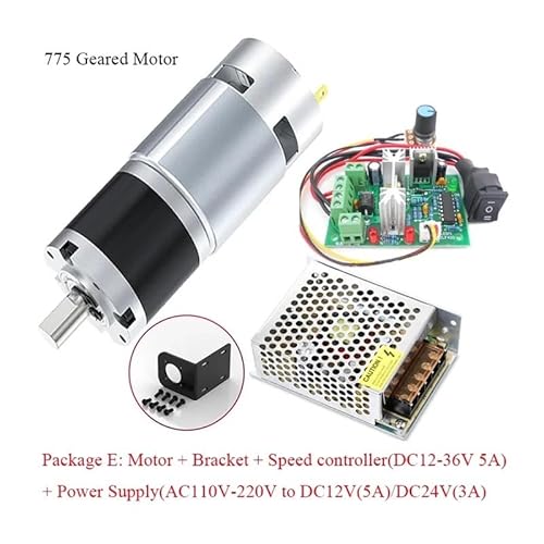 12V24V 775 DC electronic starter 8RPM~1600RPM 775 Planetary Geared electronic starter Slow Speed Adjustable High Torque 42mm Brushed Gear electronic starter AXHNGUQB(Package E,310RPM_DC 12V) von AXHNGUQB