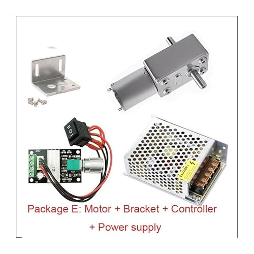 JGY370 DC 6V 12V 24V Dual Double Shaft electronic starter+Bracket+Speed Controller+Power Supply Metal Gear Worm Reduction Turbo Gear electronic starter AXHNGUQB(24V 375RPM,Package B) von AXHNGUQB