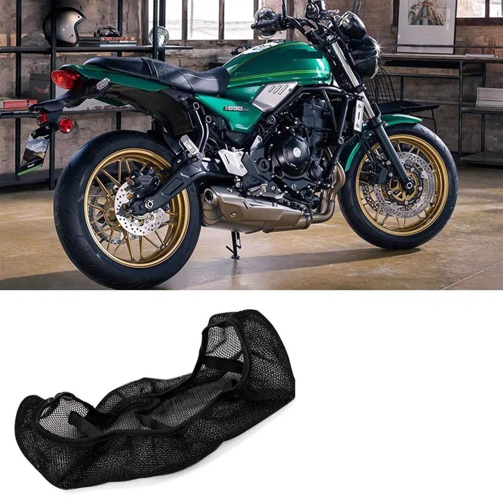 AXIAOLIN Atmungsaktiv Motorradzubehör Für Z650RS Z 650 RS Anti-Rutsch-Sitzbezug Aus 3D-Mesh-Gewebe, Atmungsaktives, Wasserdichtes Kissen von AXIAOLIN