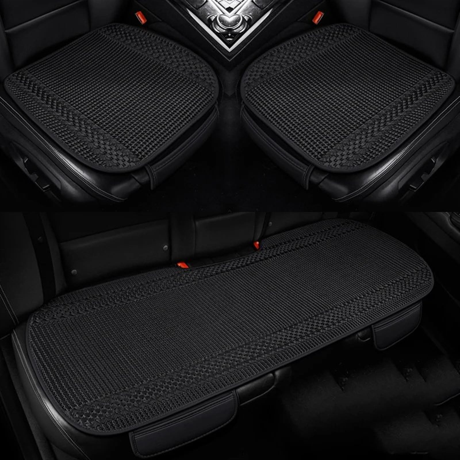 AXTAZS Auto Sitzbezügesets Auto Sitzbezug Atmungsaktive Universal Vorne Hinten Sitzkissen Pad Matte Schutz Auto Innen Zubehör Auto Sitz Schutz Pads(Black,Full Set) von AXTAZS