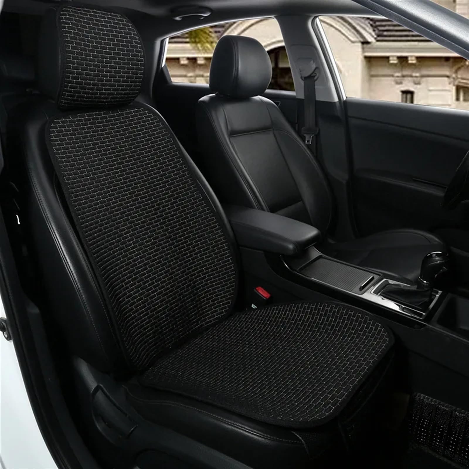 AXTAZS Auto Sitzbezügesets Auto Sitzbezug Kissen Pad Für SUV LKW Autos Seat Protector Auto Sitzkissen Auto Zubehör Auto Kissen Automobil Innen(Black,Single Front with backrest) von AXTAZS