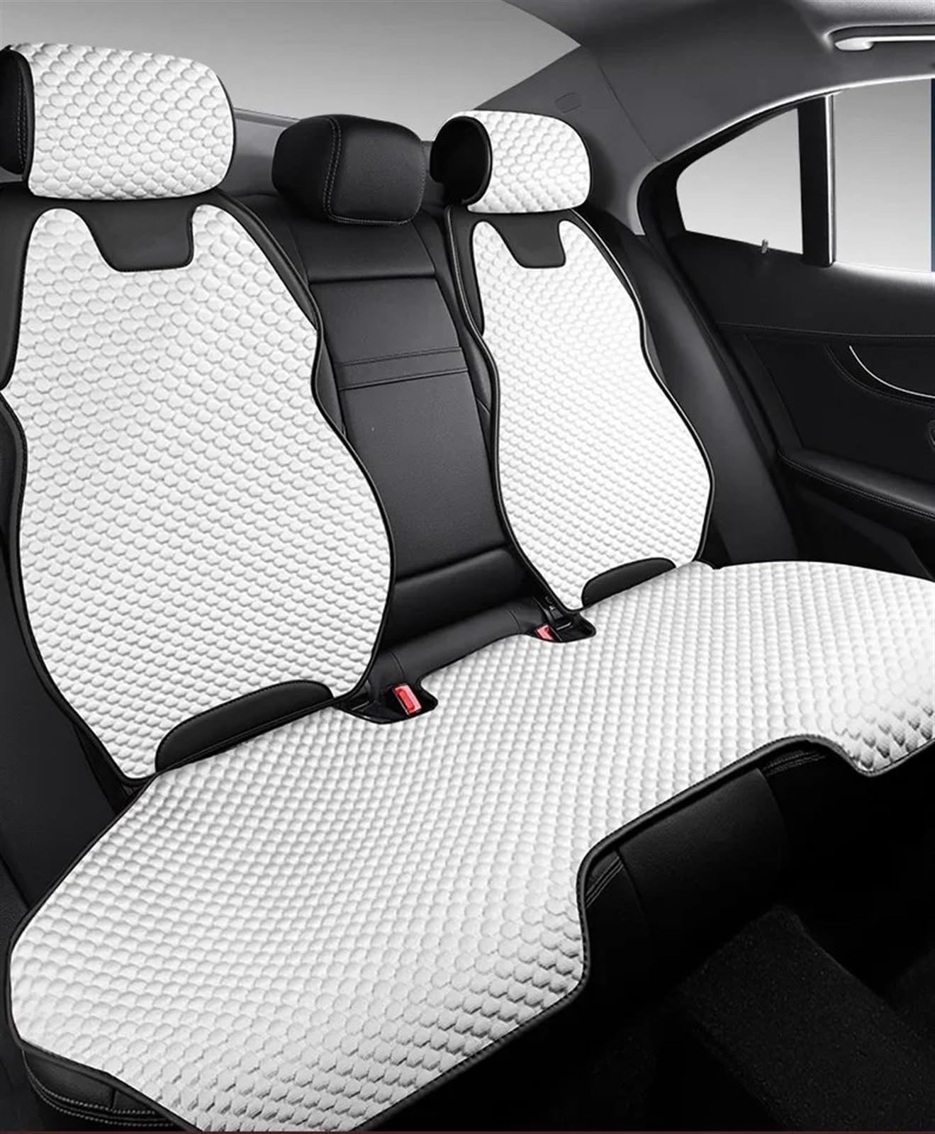 AXTAZS Auto Sitzbezügesets Autositzbezug Atmungsaktive Matte Belüftung Geteilter Fahrzeugstuhlschutz Autozubehör Autositzschutzpolster Automobilinnenraum(White,1pc Rear) von AXTAZS