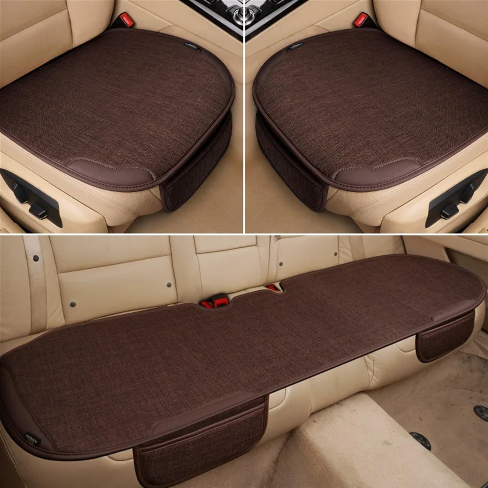 AXTAZS Auto Sitzbezügesets Autositzbezug Four Seasons Autositzkissen Atmungsaktive Universal-Sitzschutzpolstermatte Für Den Autoinnenraum Autositzschutzpolster(Brown,Full Set) von AXTAZS