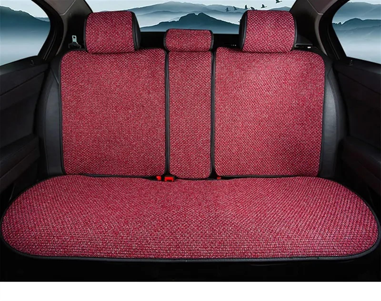 AXTAZS Auto Sitzbezügesets Autositzbezug Mit Rückseitiger Abdeckung, Schweißfestes Sitzkissen, Atmungsaktives Stuhlpolster Für SUV-Limousine, LKW, Pick-up, Autokissenschutzmatte(Red,1pc Rear) von AXTAZS