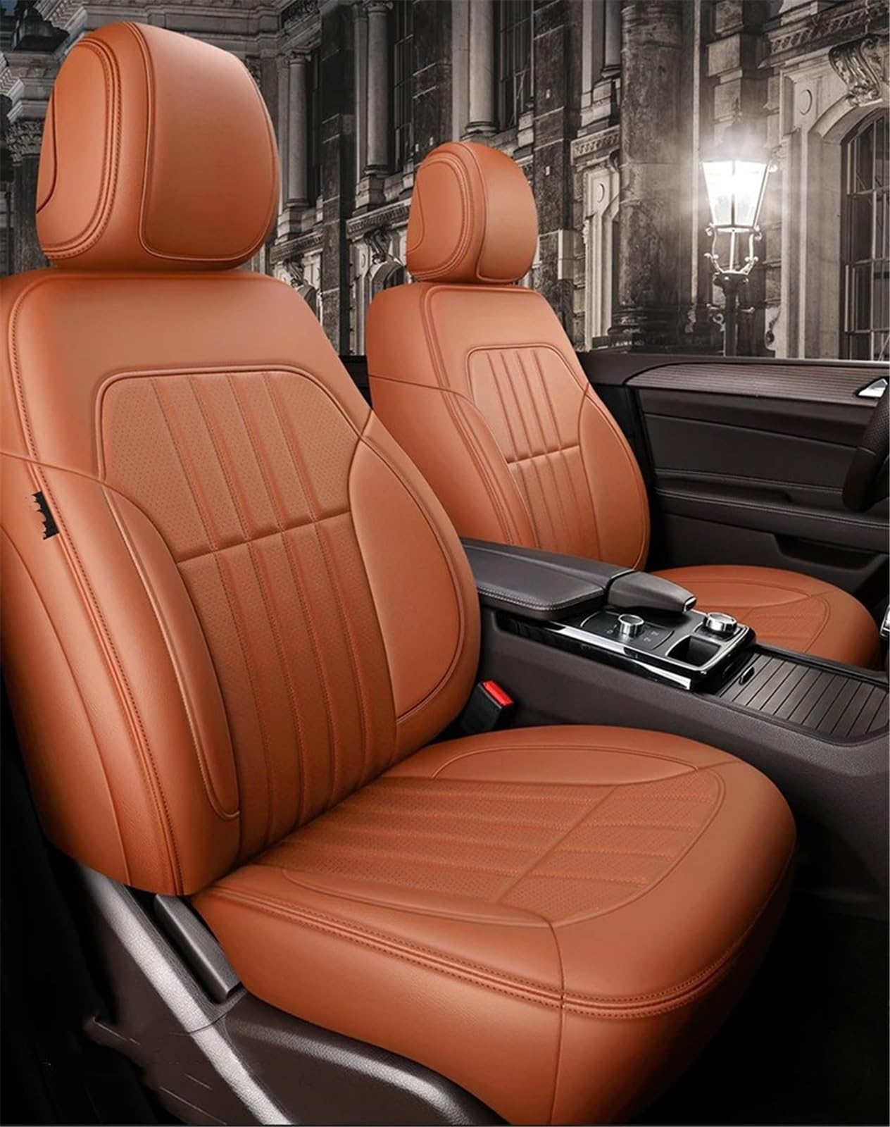 AXTAZS Auto Sitzbezügesets Kompatibel Mit Benz Für W204 W205 W211 W203 Autozubehör Sitzbezug Für 5 Sitze Auto Komplettset Sitzschutz Kissenpolster Automobilinnenraum(Orange) von AXTAZS