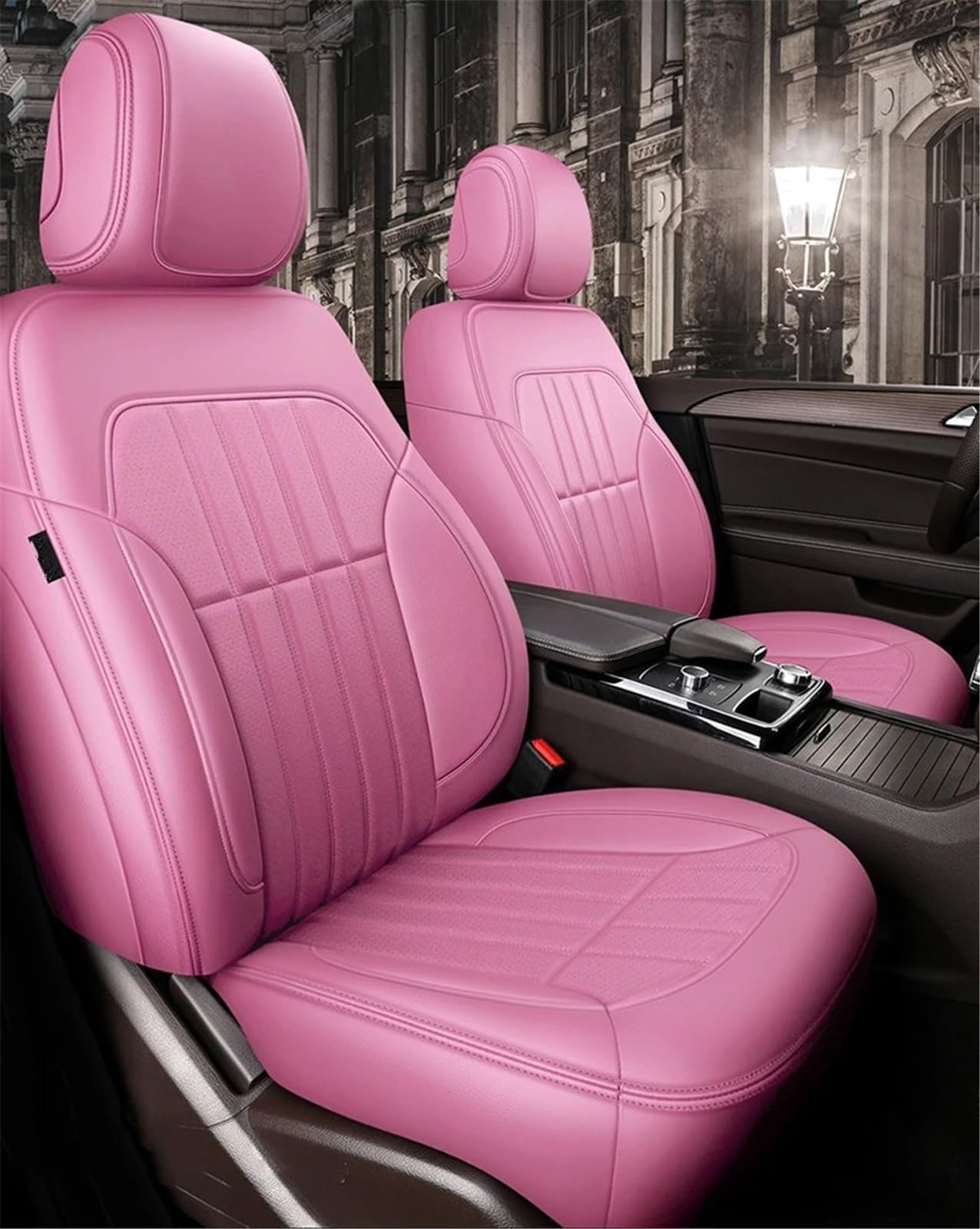 AXTAZS Auto Sitzbezügesets Kompatibel Mit Benz Für W204 W205 W211 W203 Autozubehör Sitzbezug Für 5 Sitze Auto Komplettset Sitzschutz Kissenpolster Automobilinnenraum(Pink) von AXTAZS