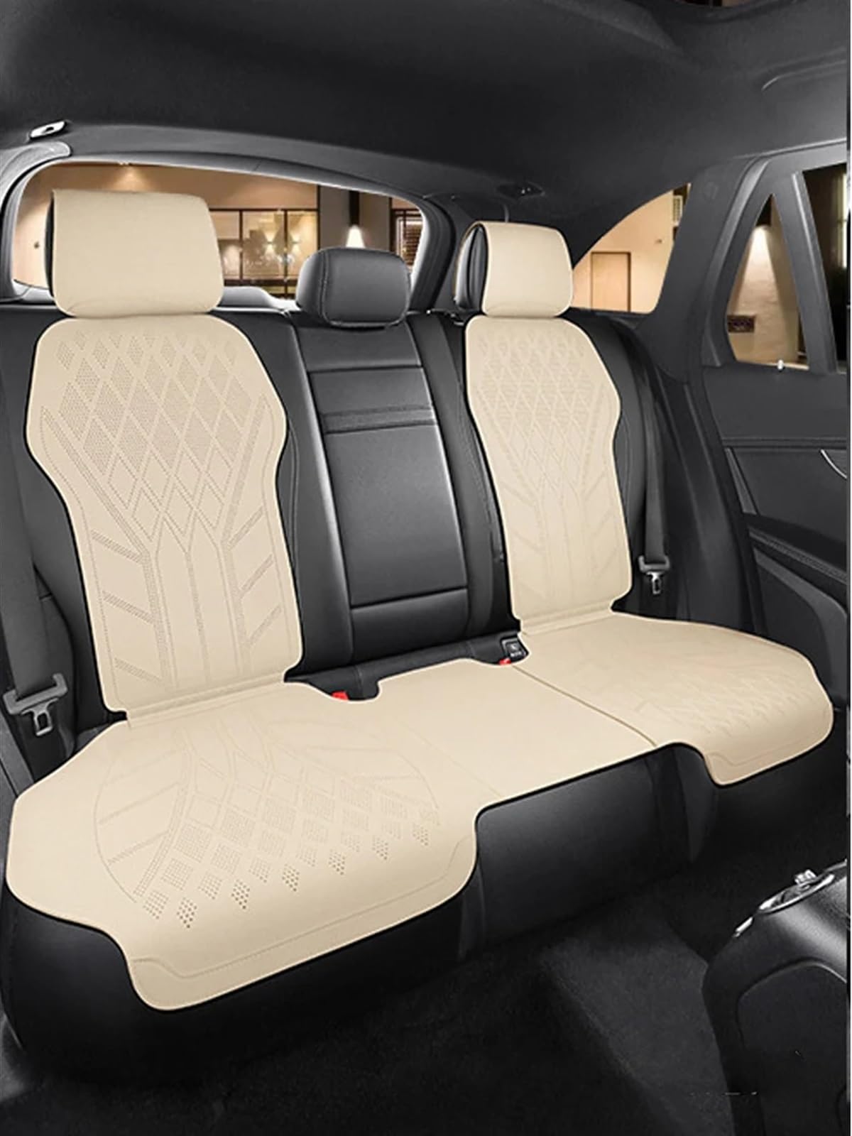 AXTAZS Auto Sitzbezügesets Kompatibel Mit Benz Universal-Autositzbezug, Ultradünn, Atmungsaktiv, Sitzschutzbezug, Auto-Innenraum-Schutzpolster Für Autositze(Beige,Rear) von AXTAZS