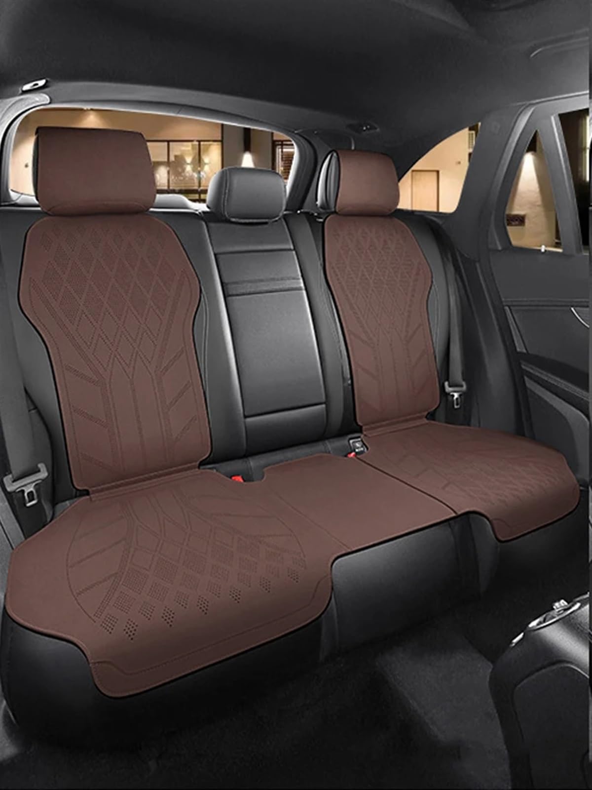 AXTAZS Auto Sitzbezügesets Kompatibel Mit Benz Universal-Autositzbezug, Ultradünn, Atmungsaktiv, Sitzschutzbezug, Auto-Innenraum-Schutzpolster Für Autositze(Brown,Rear) von AXTAZS