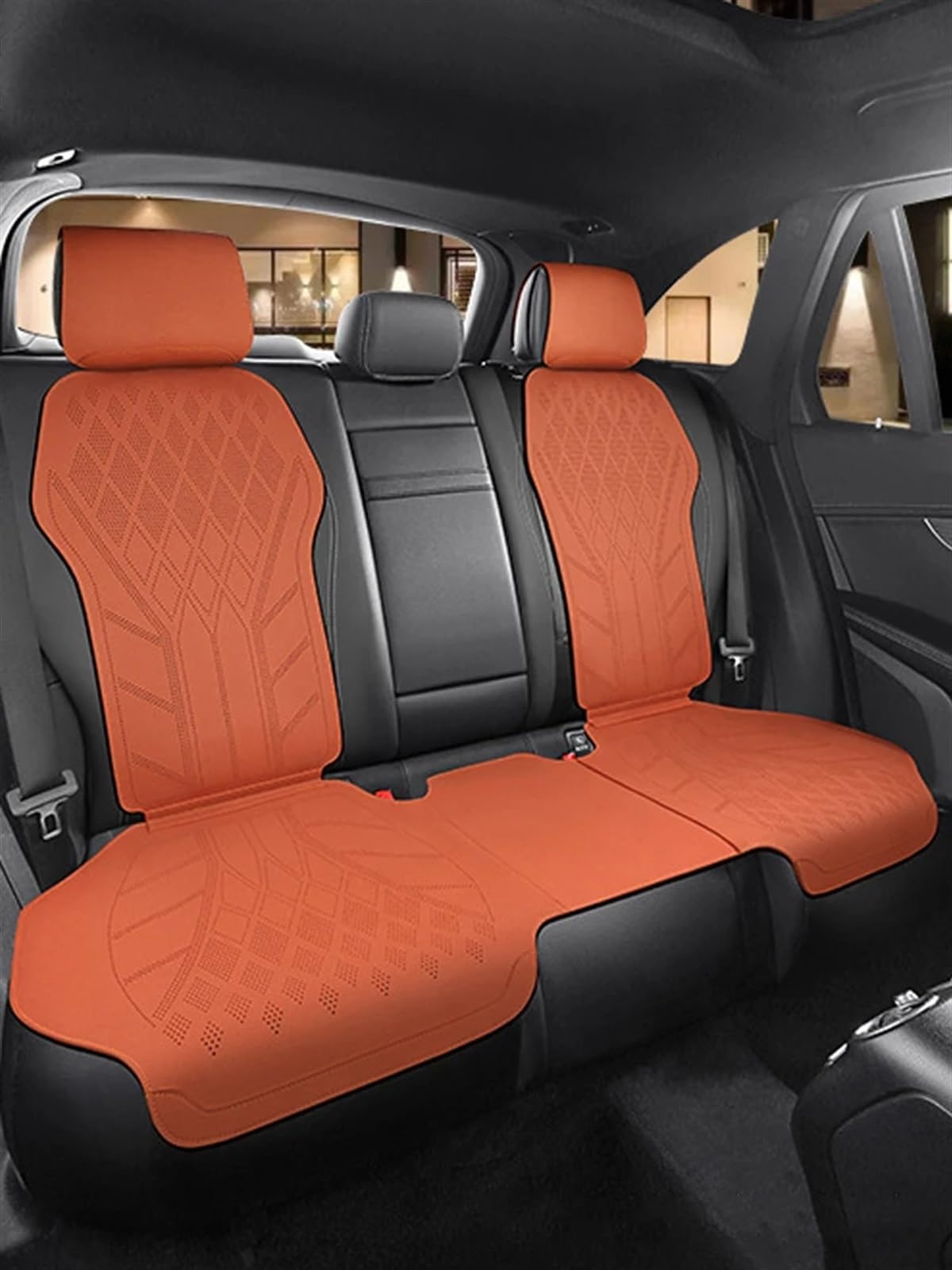 AXTAZS Auto Sitzbezügesets Kompatibel Mit Benz Universal-Autositzbezug, Ultradünn, Atmungsaktiv, Sitzschutzbezug, Auto-Innenraum-Schutzpolster Für Autositze(Orange,Rear) von AXTAZS