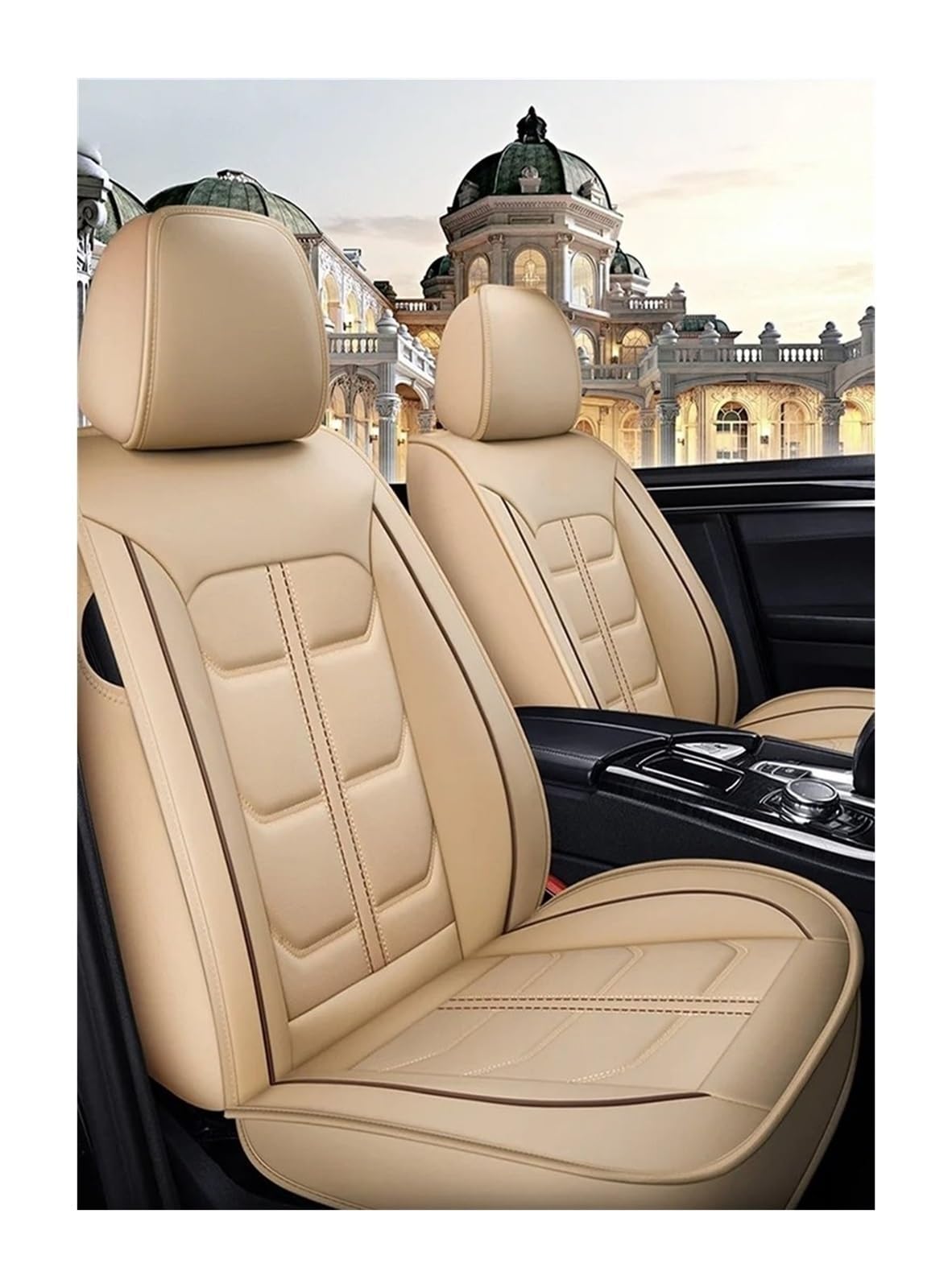 AXTAZS Auto Sitzbezügesets Kompatibel Mit E91 Touring, Innenzubehör, Sitzschoner, Auto-Komplettset, Sitzschutz, Kissenpolster, Autositzbezüge(Beige) von AXTAZS