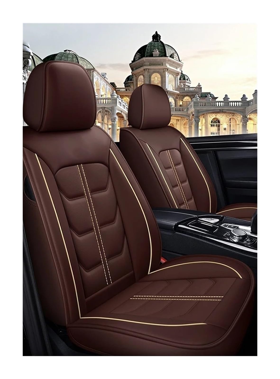 AXTAZS Auto Sitzbezügesets Kompatibel Mit E91 Touring, Innenzubehör, Sitzschoner, Auto-Komplettset, Sitzschutz, Kissenpolster, Autositzbezüge(Brown) von AXTAZS