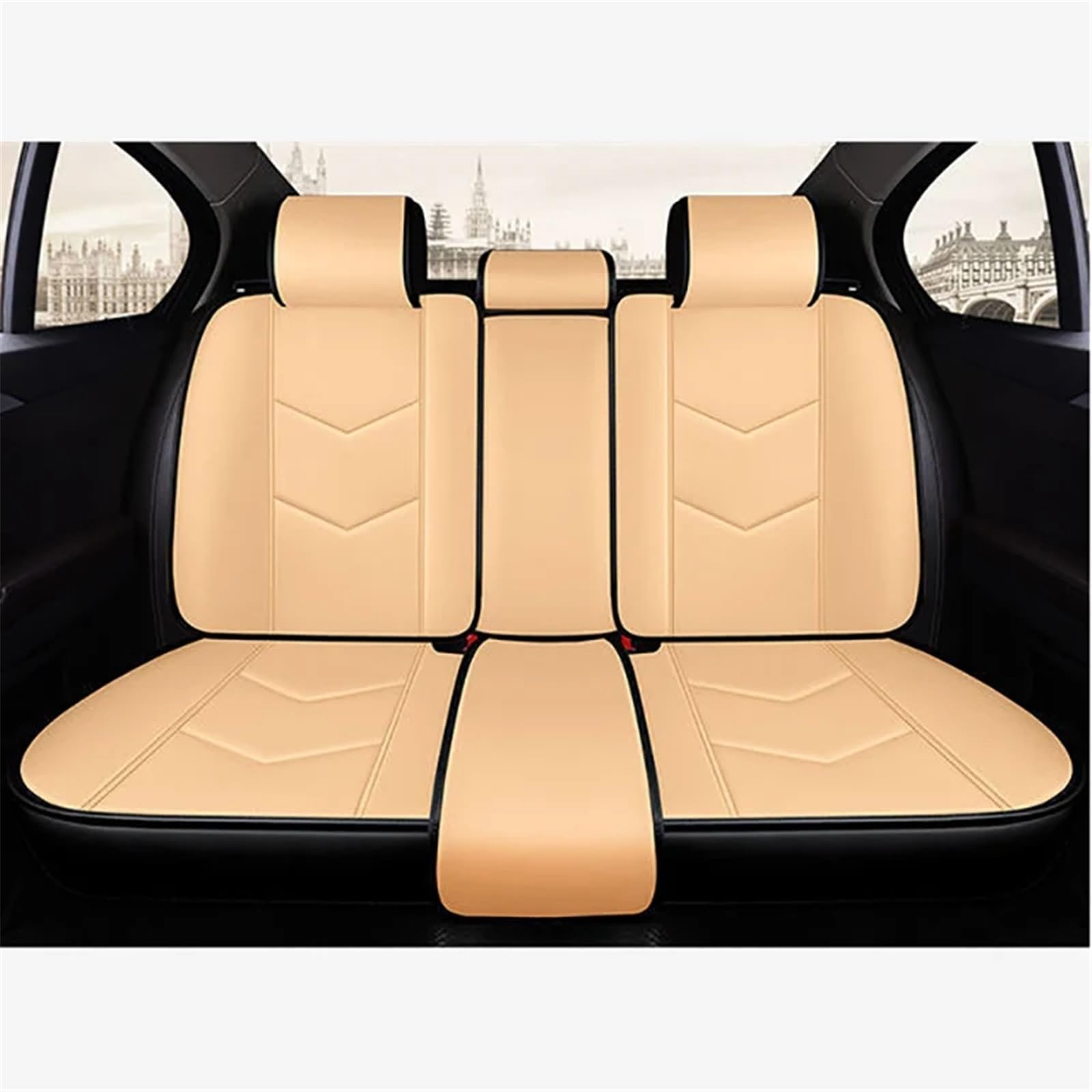 AXTAZS Auto Sitzbezügesets Kompatibel Mit Kia-Autositzbezügen, Autozubehör, Auto-Innenraum-Autositz-Schutzpolster, Auto-Sitzbezug Vorne Und Hinten(Beige,Rear) von AXTAZS