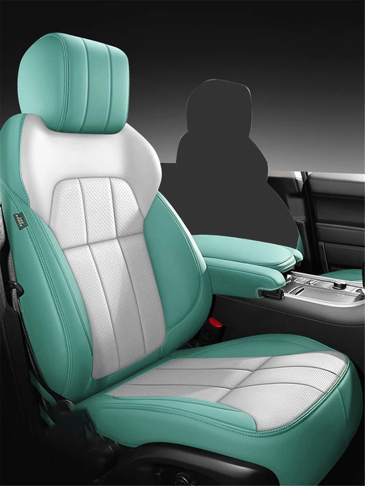 AXTAZS Auto Sitzbezügesets Kompatibel Mit Mitsubishi Für Outlander 2023 Autositzbezug 360 ° Surround Auto Accesorios Innenschutzpolster Auto Vorder- Und Rücksitzbezug(Green,Front) von AXTAZS