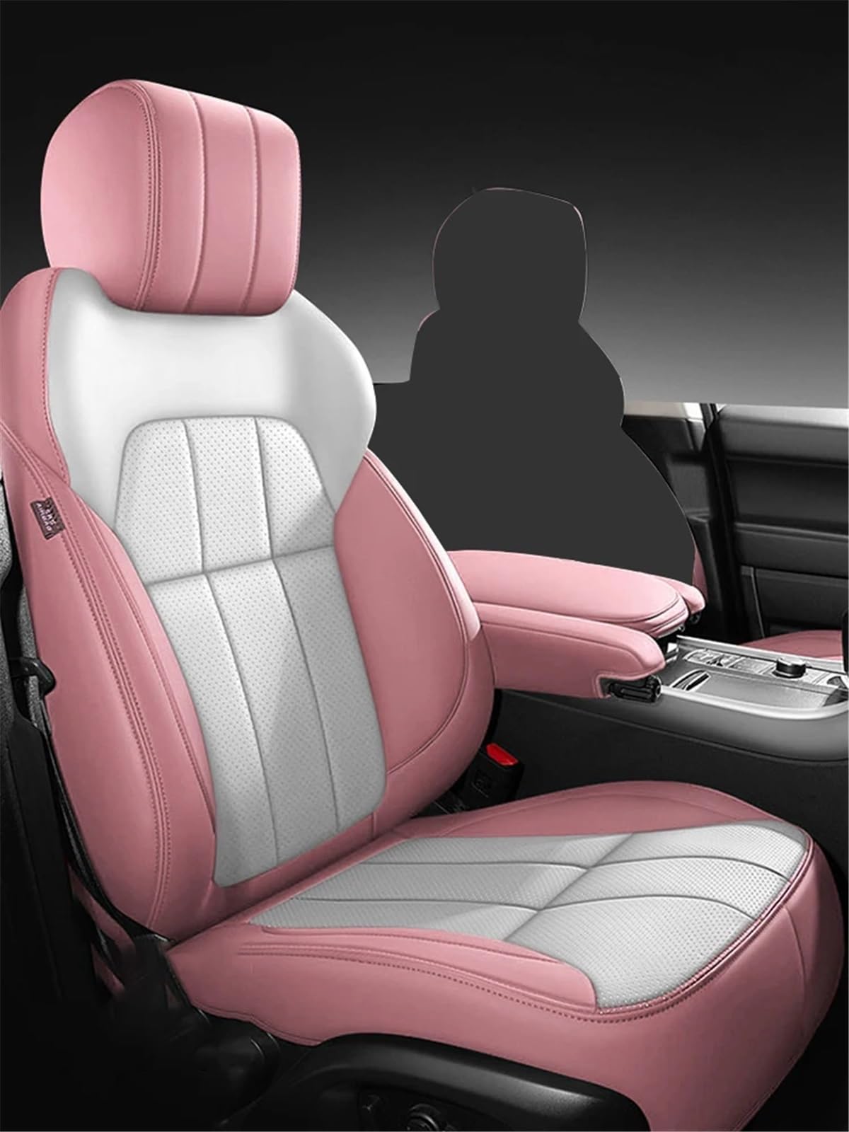 AXTAZS Auto Sitzbezügesets Kompatibel Mit Mitsubishi Für Outlander 2023 Autositzbezug 360 ° Surround Auto Accesorios Innenschutzpolster Auto Vorder- Und Rücksitzbezug(Pink,Front) von AXTAZS