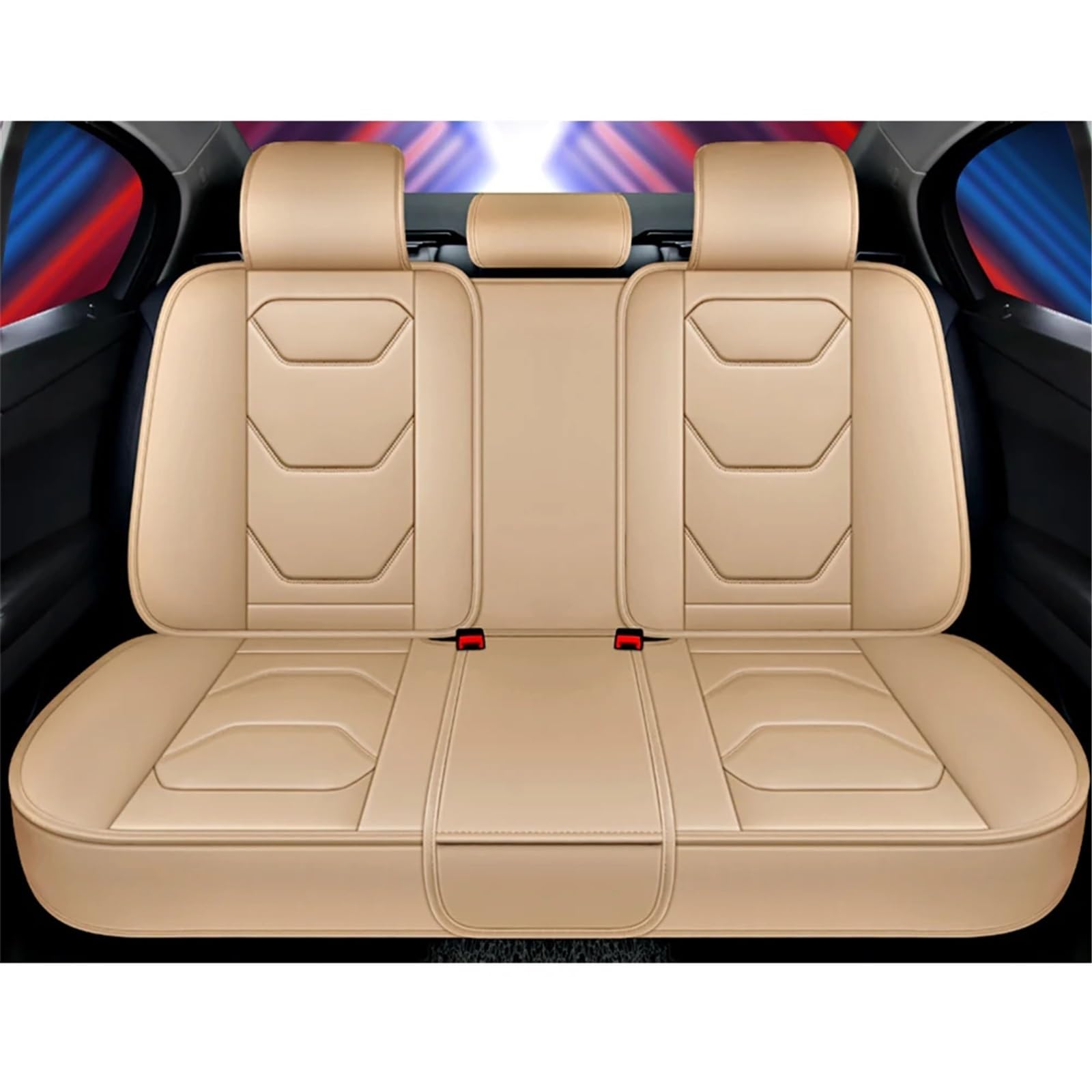 AXTAZS Auto Sitzbezügesets Kompatibel Mit Nissan Für Leaf Für Teana Für Tiida Autositzbezüge, Sitzkissenbezug, Autositz-Schutzpolster, Auto-Sitzbezug Vorne Und Hinten(Beige,Rear) von AXTAZS