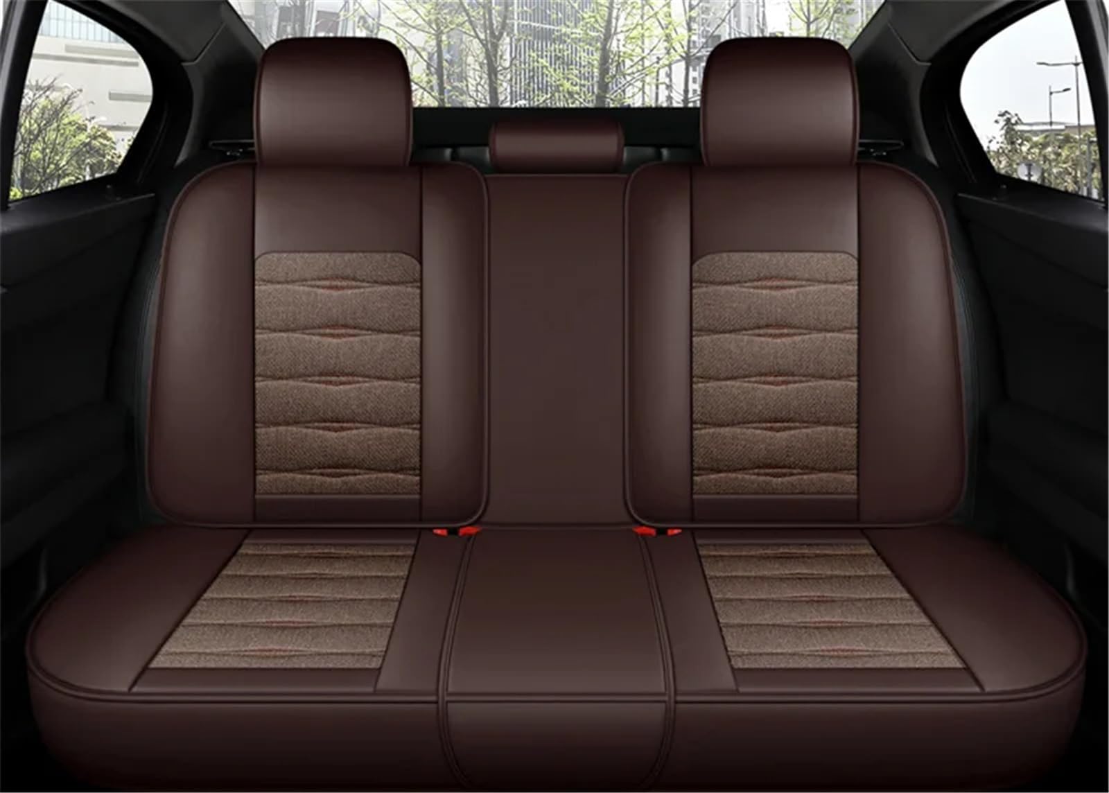 AXTAZS Auto Sitzbezügesets Kompatibel Mit Nissan Für Qashqai J11 Autositzbezug, Universelles Komplettes Set Innenkissen, Autozubehör, Autositz-Schutzpolster(Brown,Rear) von AXTAZS