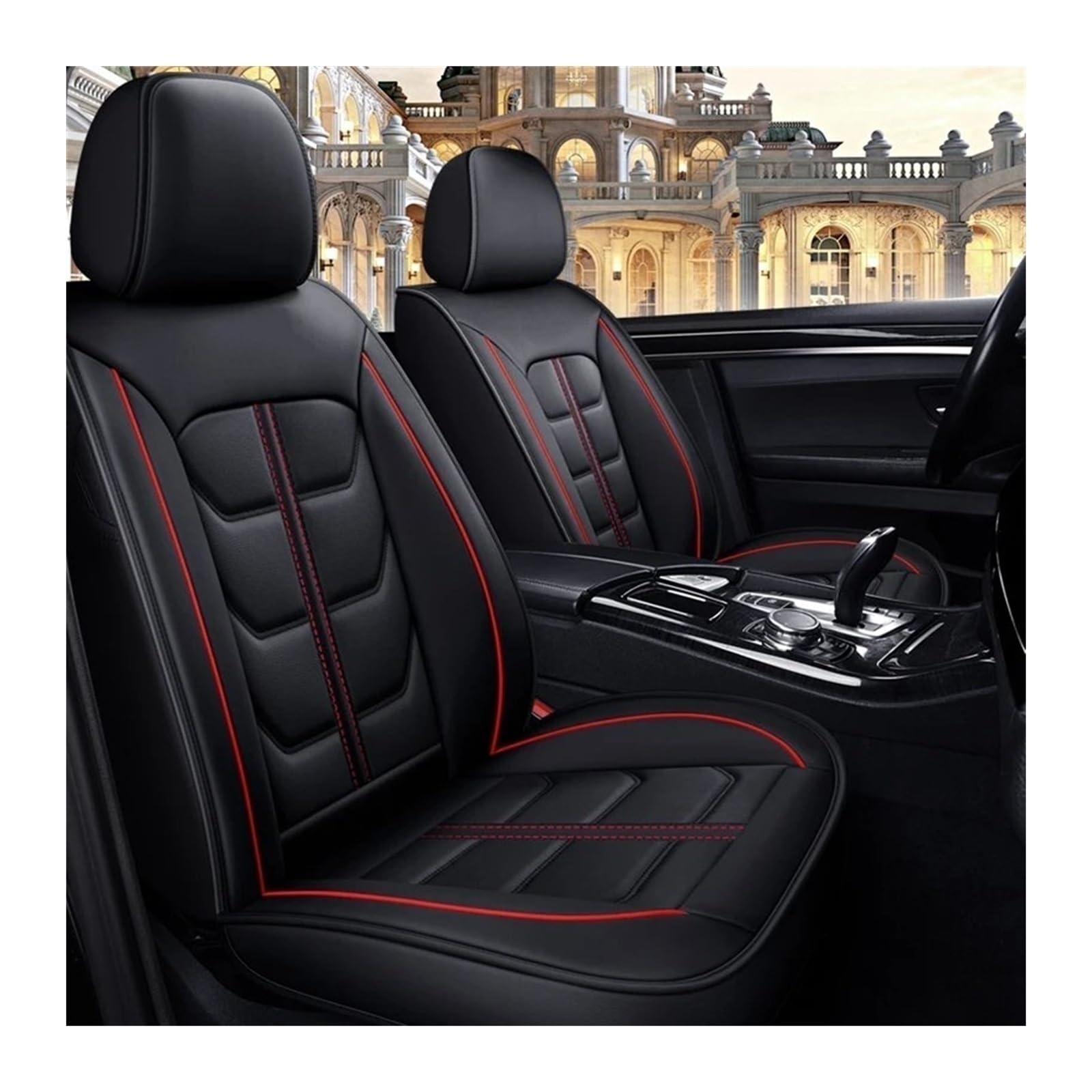 AXTAZS Auto Sitzbezügesets Kompatibel Mit Seat Für Ibiza Auto Vorder-/Rücksitzbezug Automobil-Innenraum-Autositzbezüge Autositz-Schutzpolster Autozubehör(Black-red,Front) von AXTAZS