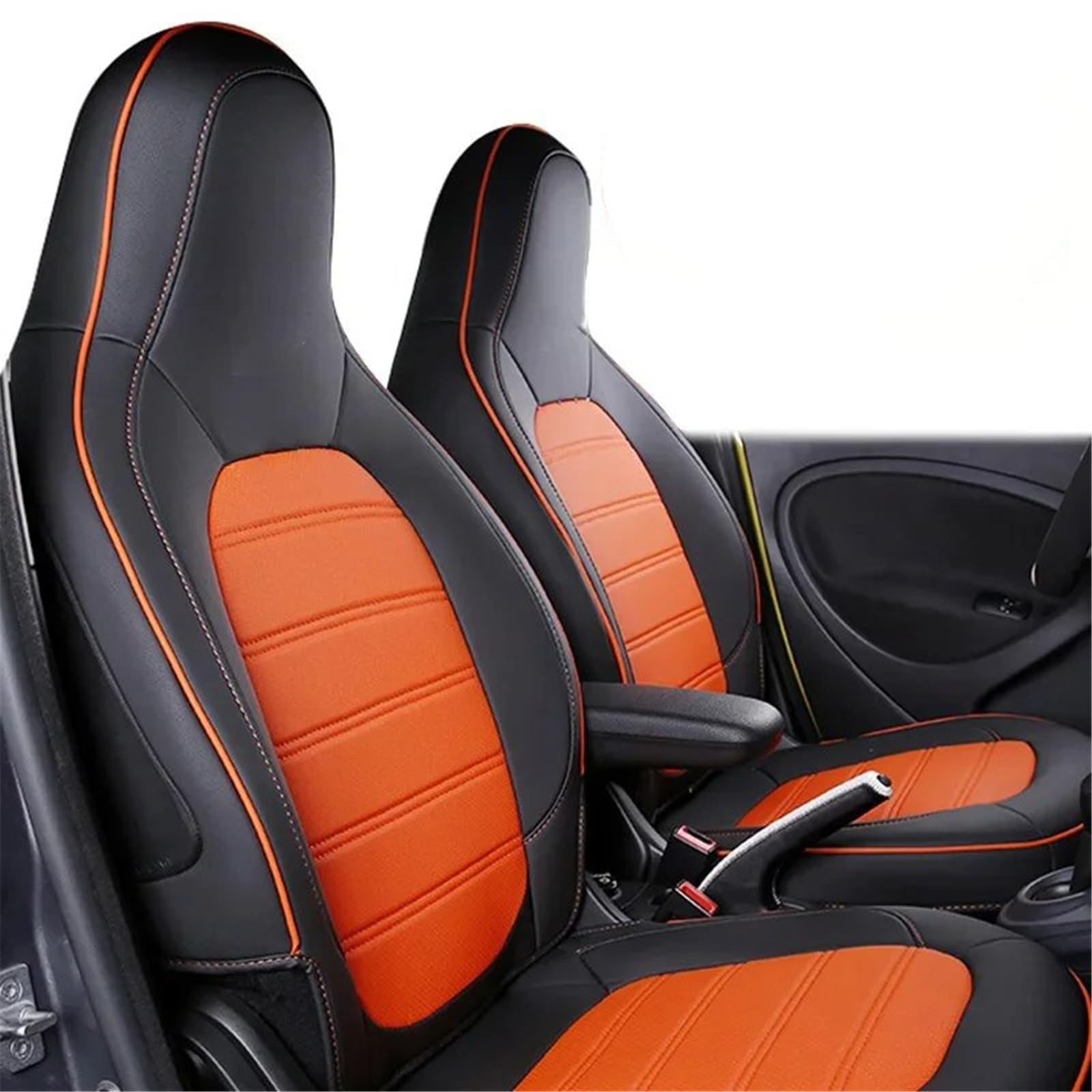 AXTAZS Auto Sitzbezügesets Kompatibel Mit Smart Für 453 Für Fortwo 2015 2016 2017 2018 Autositzbezug Four Seasons Atmungsaktives Auto-Komplettset Sitzschutzkissenpolster(Orange) von AXTAZS