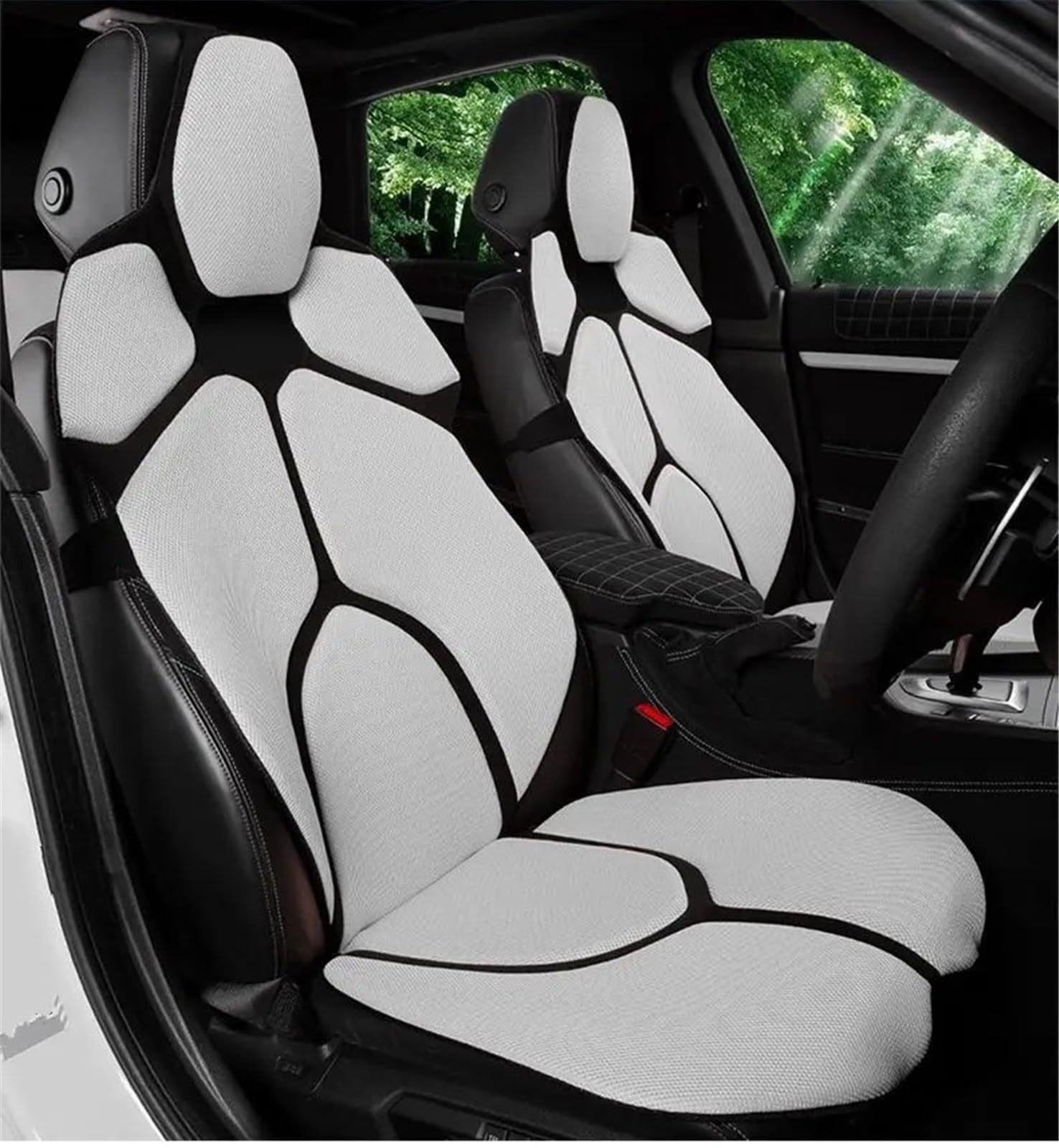 AXTAZS Auto Sitzbezügesets Universal Atmungsaktive Auto Sitzkissen Stuhl Sitz Pad Fahrzeug Auto Seat Protector Automobil Innen Auto Sitz Schutz Pads(White) von AXTAZS