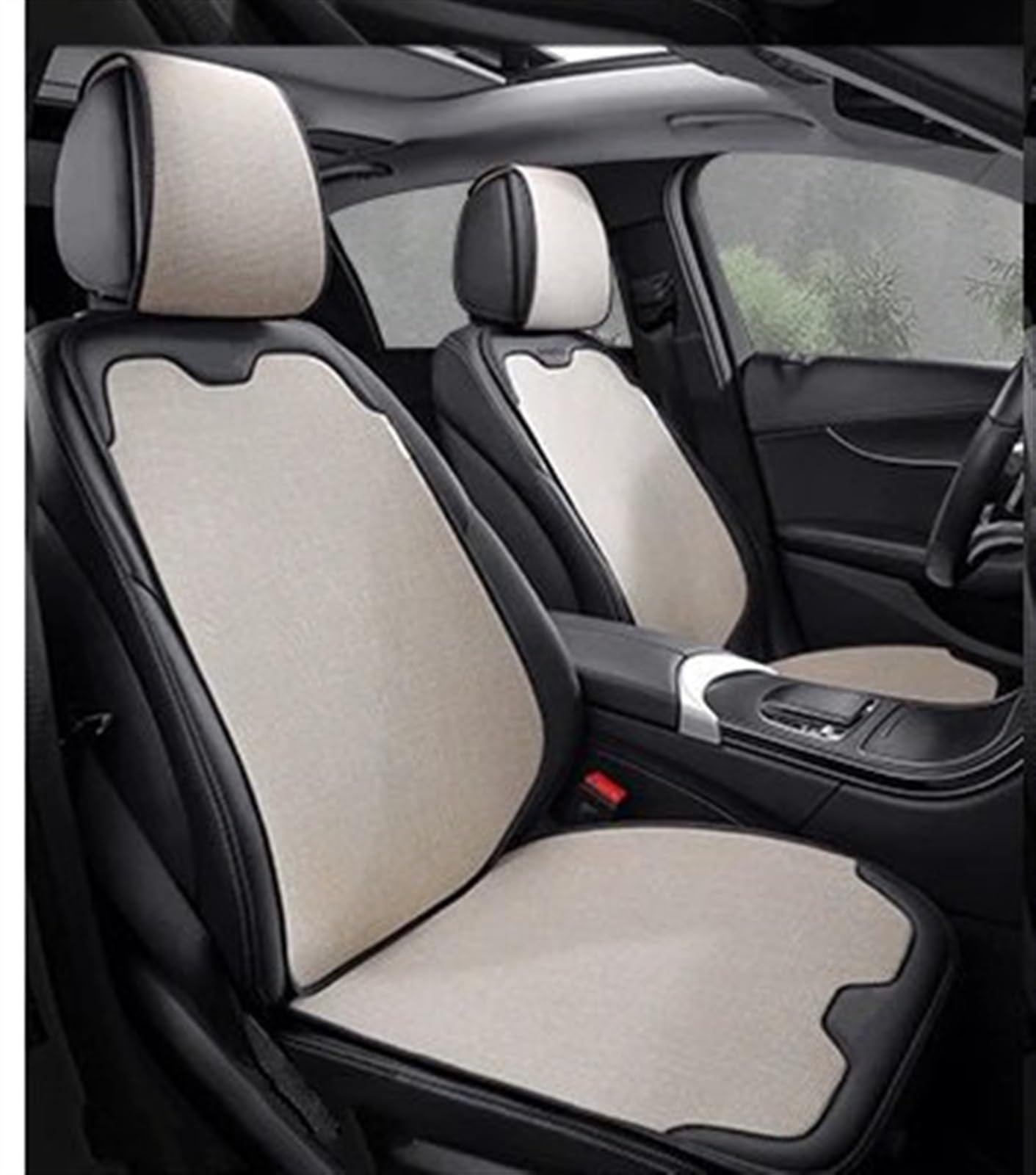 AXTAZS Auto Sitzbezügesets Universal Auto Sitz Abdeckung Atmungsaktive Auto Sitzkissen Auto Seat Protector Limousine SUV Auto Vorne/hinten Sitz Abdeckung Automobil Innen(Beige,Front seat) von AXTAZS